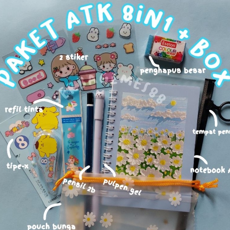 ART O68I serbagemes88  COD SET ALAT TULIS 8 IN 1 LENGKAP KARAKTER  STATIONERY SET  ALAT TULIS SET  P