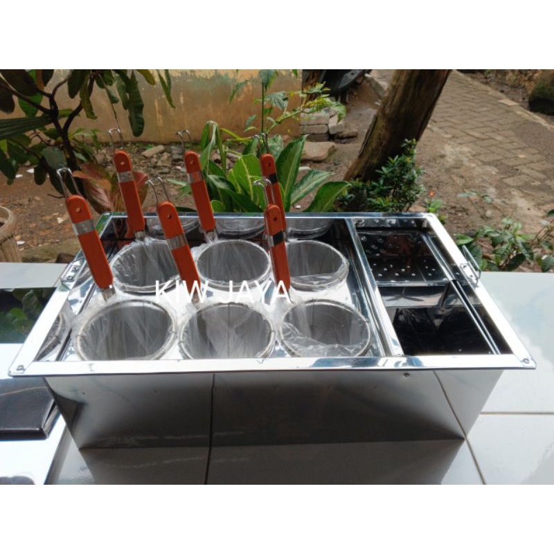 dandang mie kocok kotak lubang 6 plus tempat tetelan uk60cm