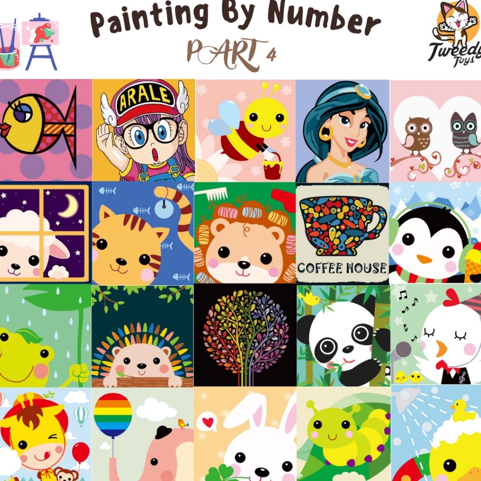 

ART Q95C TweedyJkt Paint By Number Children Canvas Painting Set Kanvas Lukis Anak Part 4