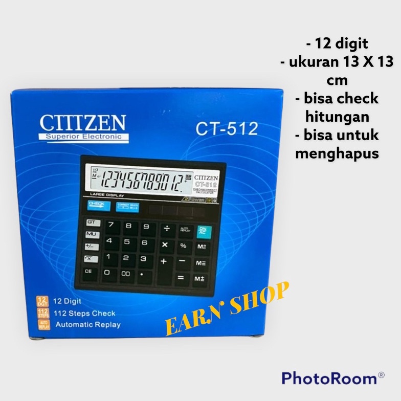 

ART F78Y Kalkulator CT 512 12 Digit Kalkulator Check Kakulator Dagang Besar Calculator CT 512 MURAH