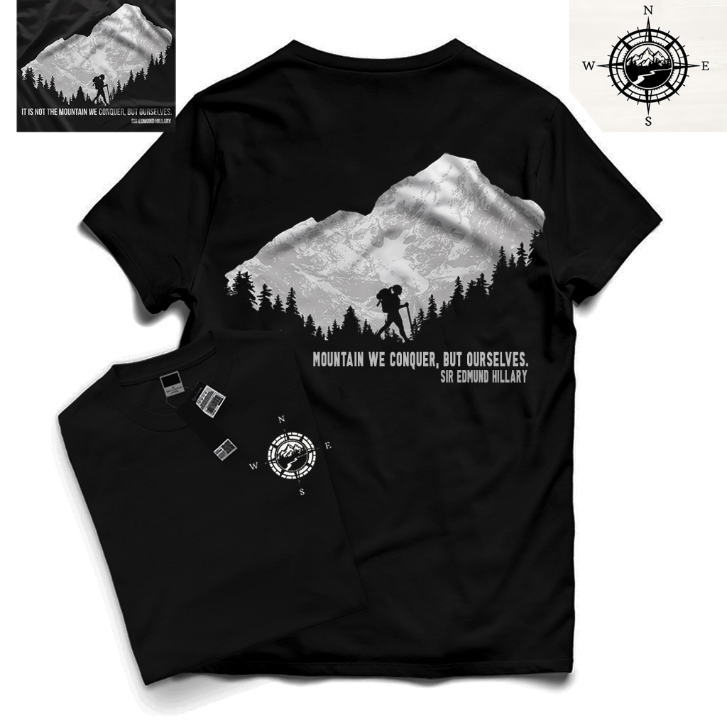 T-shirt Distro Pria/Wanita ADVENTURE Hitam / Kaos Distro Premium Motif Simpel Depan Belakang / Kaos 
