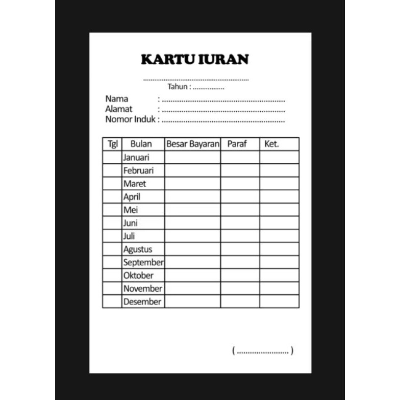 

ART N5B KARTU IURAN BULANAN COSTUM isi 5