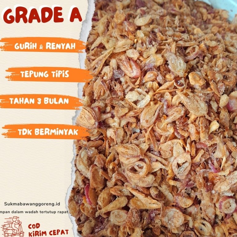 

Belanja kuat 1kg Bawang Goreng asli brebes 1Kg brambang goreng brebes premium fried onion asli brebes premium bersih higenis