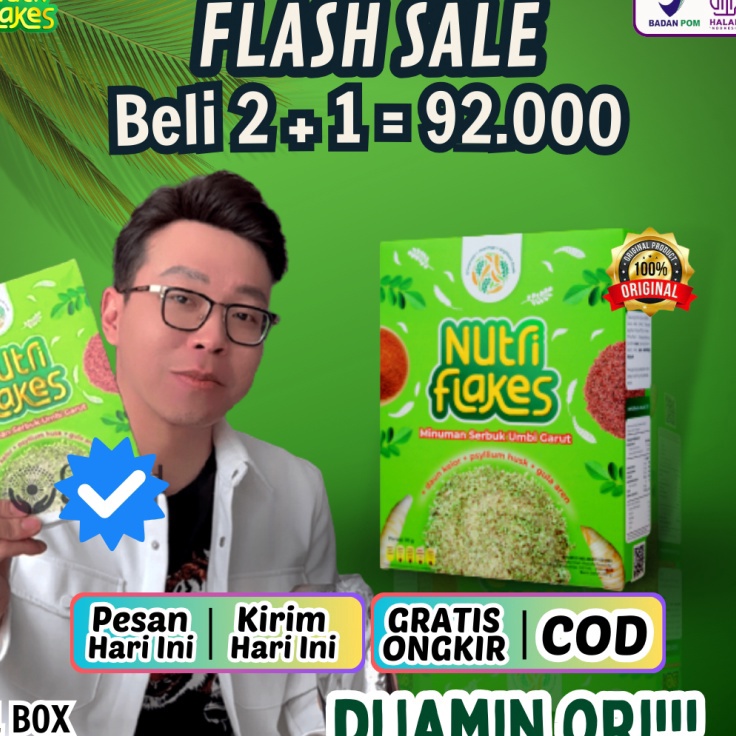 

Extra promo Nutriflakes Original Minuman Umbi Garut Ekstrak Daun Kelor Bantu Atasi Asam Lambung Maag Kronis Mual Muntah Kontrol Kolestrol Kolesterol Makanan Diet Tingkatkan Antibody Lancarkan Pencernaan Isi 28gr