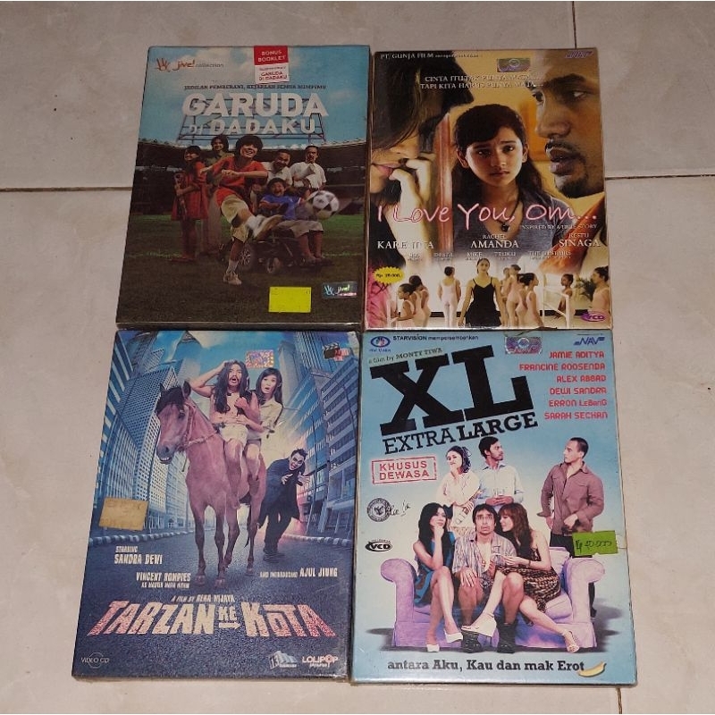 vcd Indonesia Original GARUDA DI DADAKU / I LOVE YOU, OM / TARZAN KE KOTA / XL EXTRA LARGE ( Segel )