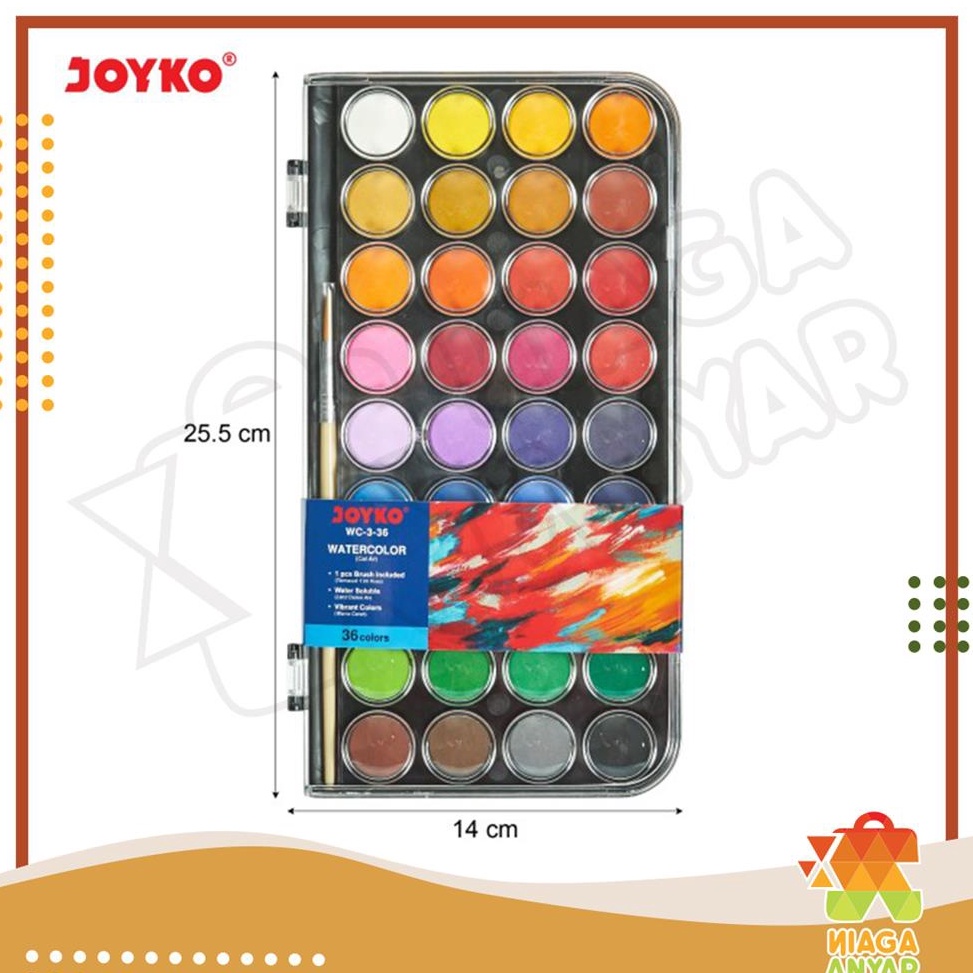 

ART J99K NAS JOYKO Watercolor WC3 Cat Air Padat 36Block Solid Watercolor Set 36 Warna Cat Air 36Warna Water color 36 Block