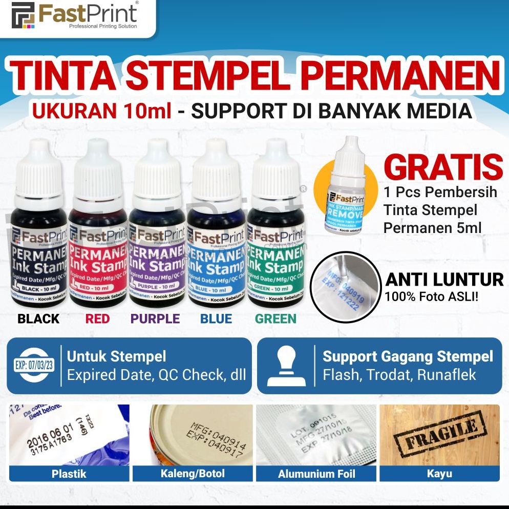 

KODE N4E3 Fast Print Tinta Stempel Permanen Expired Date 1 ML