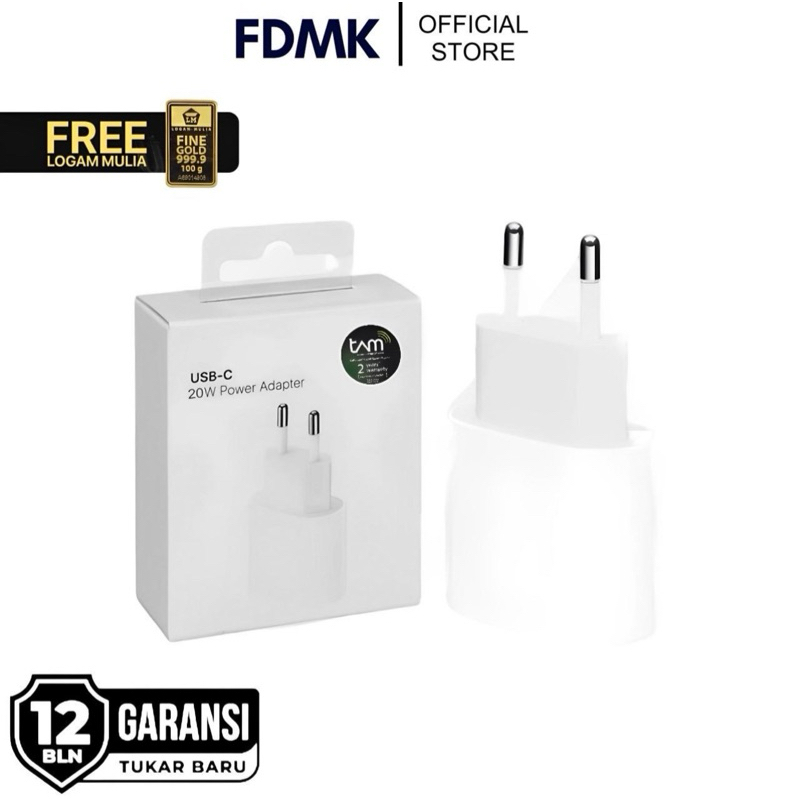 20W USB-C Power Adapter Charge iPhone Garansi Resmi TAM 1 Tahun Original 100% iP 15 14 13 12 11 Pro 