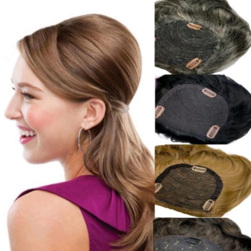 Hairtoper Tambahan  Sasak Penambah Volume Rambut Hairtop Toupee Wanita Penganti Sasak