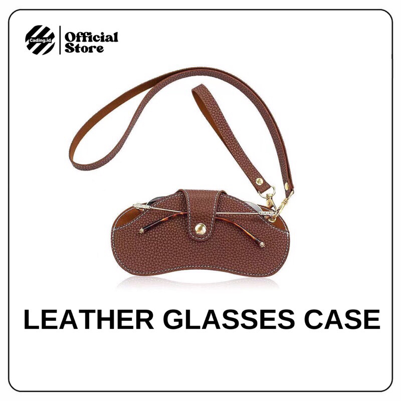 Tas Kacamata Gantung Leher Bahan Kulit PU Pria Wanita Tahan Debu Pelindung Sunglasses Storage Bag
