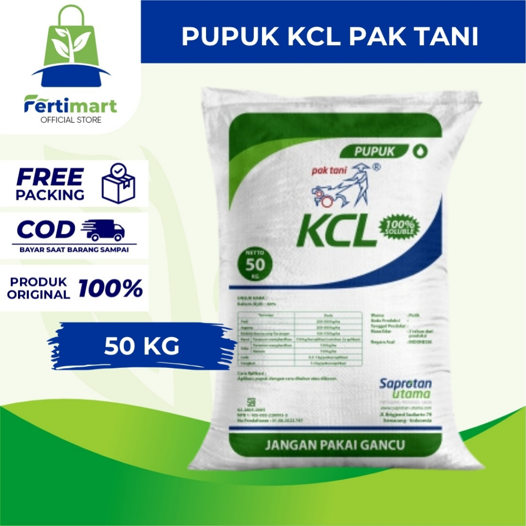 Fertimart - Pupuk KCL 50 kg Pak Tani Pupuk Kalium Untuk Fase Generatif Tanaman