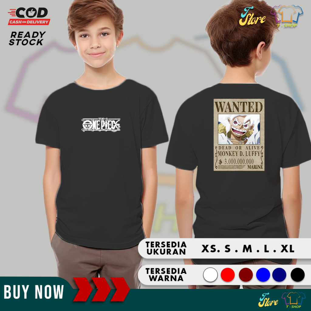Kaos Distro Anime One Piece WANTED POSTER ANAK