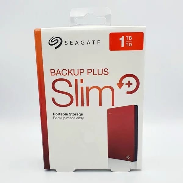 Hardisk External 1TB Backup Plus Slim USB 3.0 Baru. Promo Free Pouch - Merah  Second