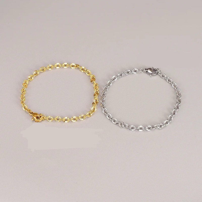 GELANG TANGAN WANITA DEWASA SIMPLE ELEGAN ANTI KARAT TITANIUM MENYERUPAI EMAS ASLI