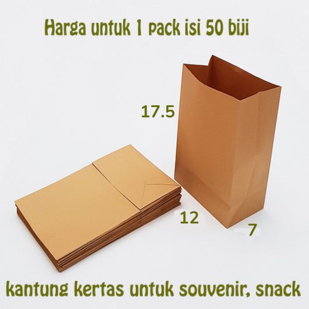 

kantung kertas samson 12x17.5 coklat kantong gorengan roti makanan paper bag snack food grade paperbag