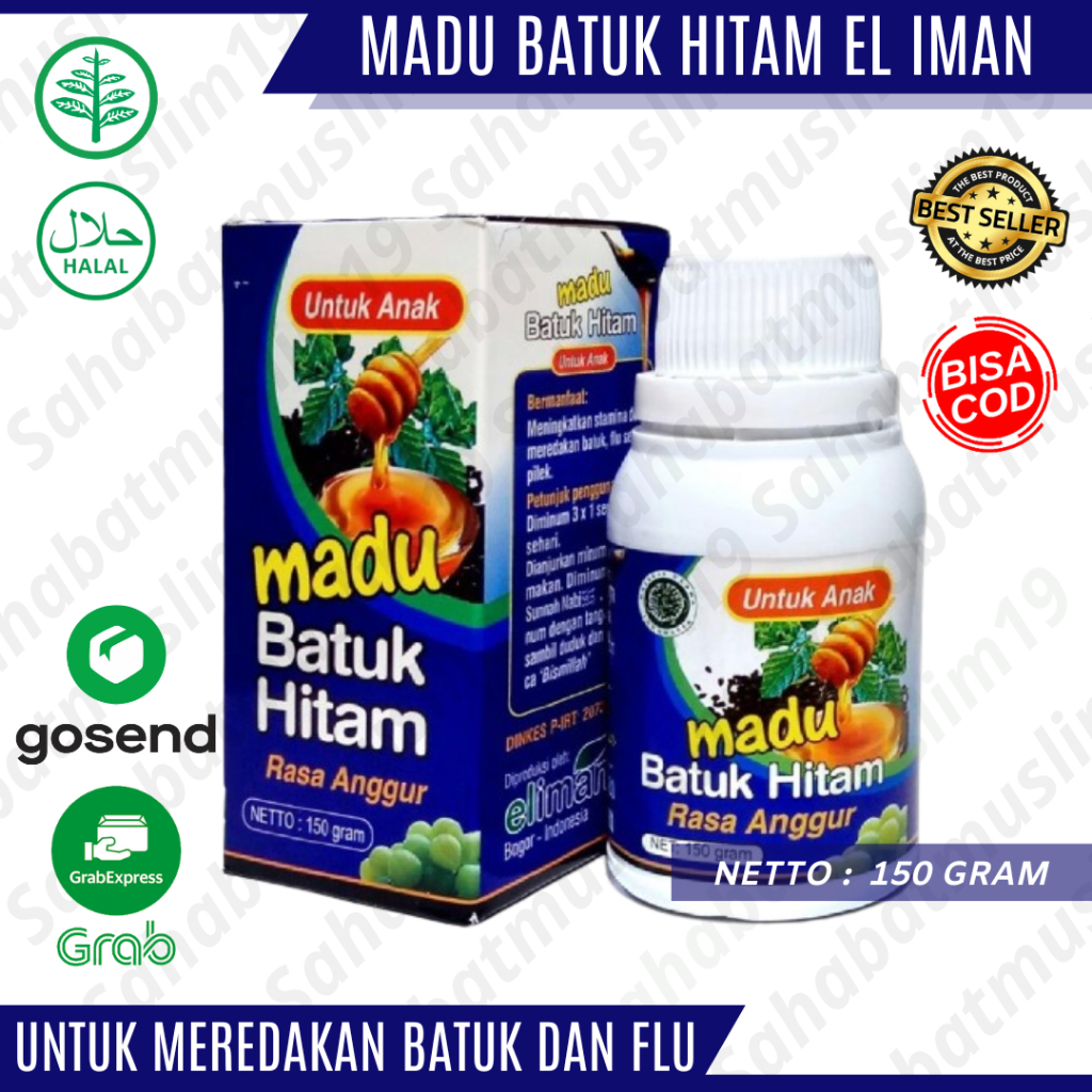 

Madu Batuk Hitam Untuk Anak Rasa Anggur El Iman 150 GRAM Original Asli