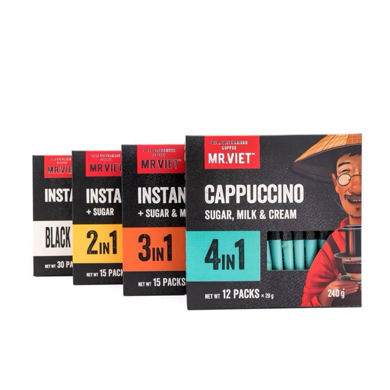 

Mr.Viet Instant Coffee 3in1 Mr.Viet Cappucino Instant Coffee 4in1 Kopi Vietnam