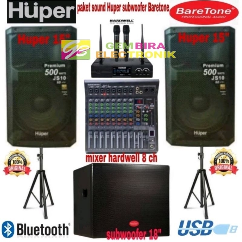 Paket Sound System Speaker Huper 15" +Subwoofer Baretone 18"