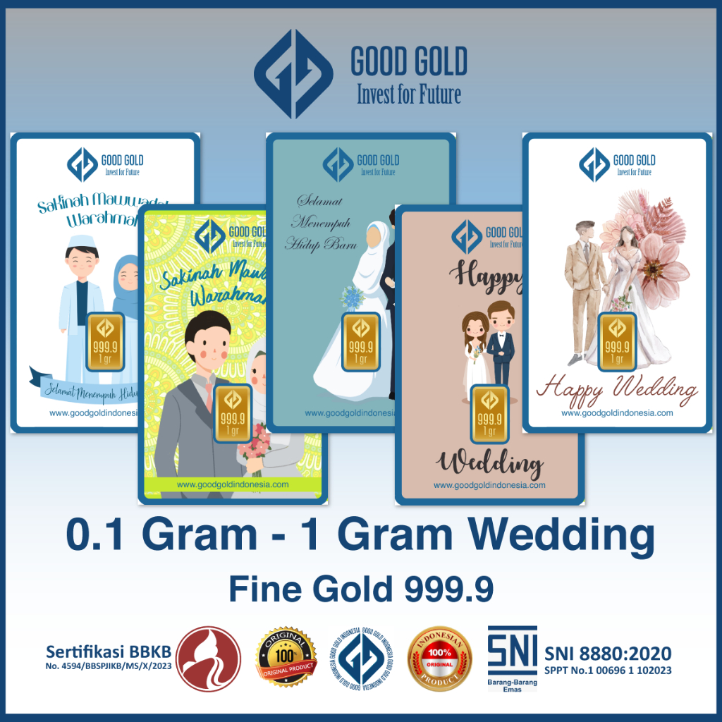 Logam Mulia Good Gold 0.25 Gram edisi Wedding/ Emas Batangan GoodGold 0,25gr