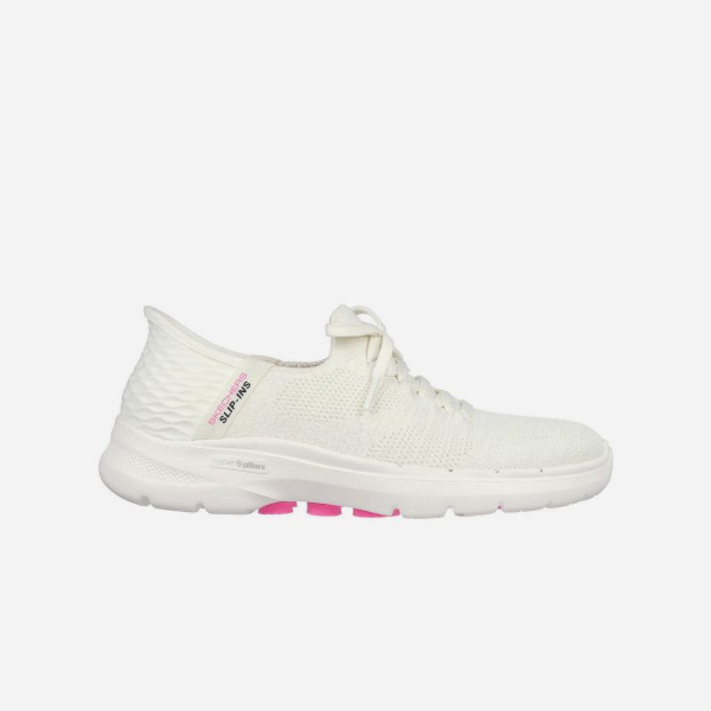 Skechers Go Walk 6 Slip-Ins Lovely Day Womens Walking Shoes - Off White