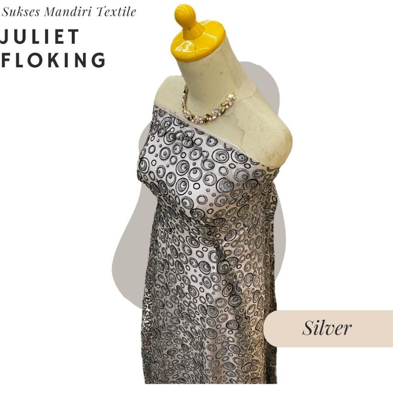 [JULIET FLOKING] Brukat Tile Premium Mewah Birel,Pink,Abu Tua, Silver | Harga ½ meter = 50 cm (Bahan