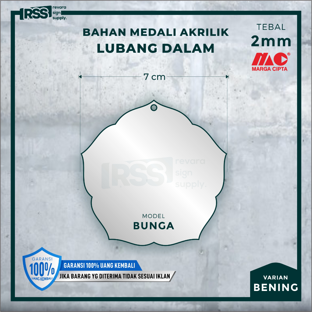 

Medali Akrilik Polos 7cm tebal 2mm | Model Bunga | Medali Bunga | LUBANG DALAM