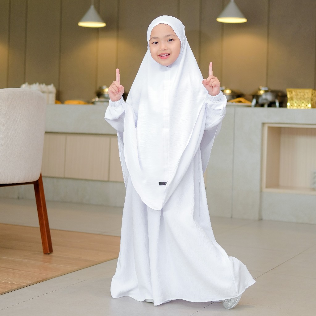 ORIGINAL SALVINA KIDS GAMIS ANAK PEREMPUAN FRENCH KHIMAR FREE CADAR USIA 2 SAMPAI 12 TAHUN INARA SET