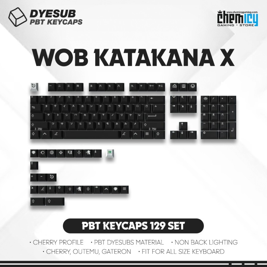 Keycaps WOB Katakana X 129 set Cherry Profile