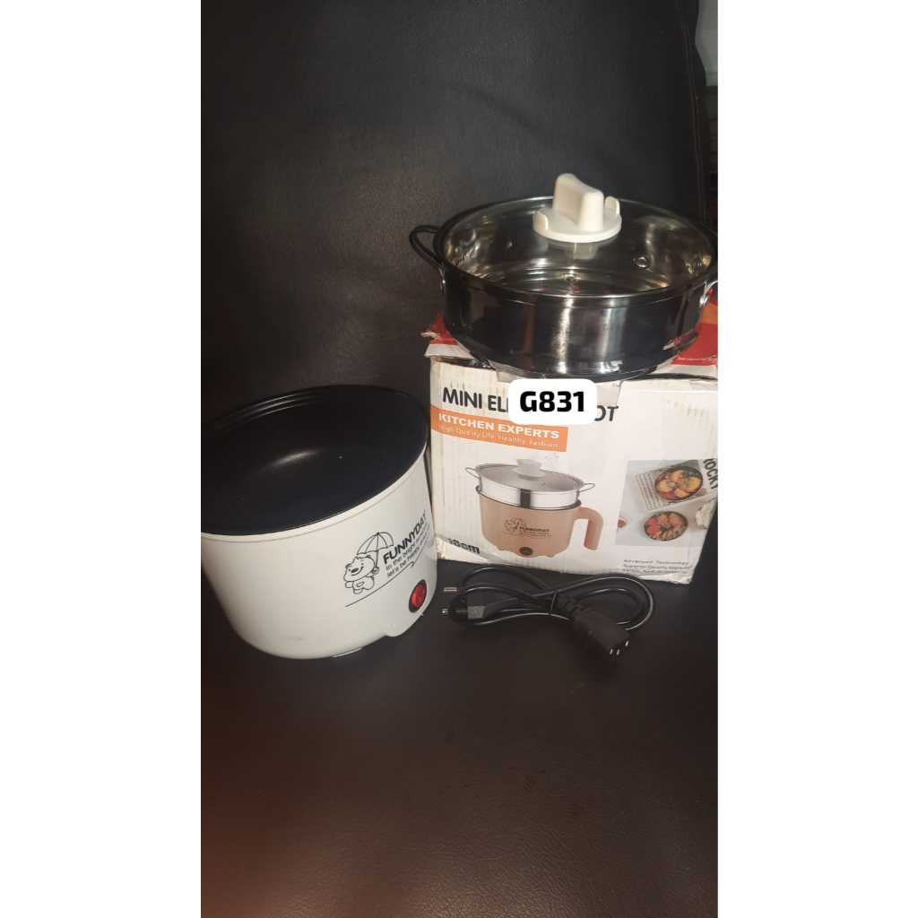 G831 PANCI LISTRIK TEKO ELEKTRIK KOMPOR SERBAGUNA 3IN 1 TUTUP KACA TIDAK LENGKET LAPISAN