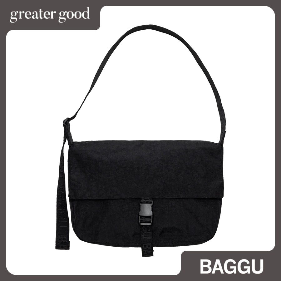 Baggu - Nylon Messenger Bag in Black