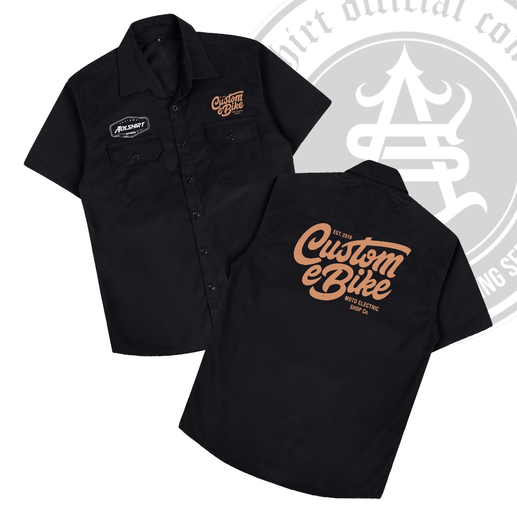Kemeja Workshirt CUSTOME BIKE / Workshirt Pria Keren Distro / AOLSHIRT