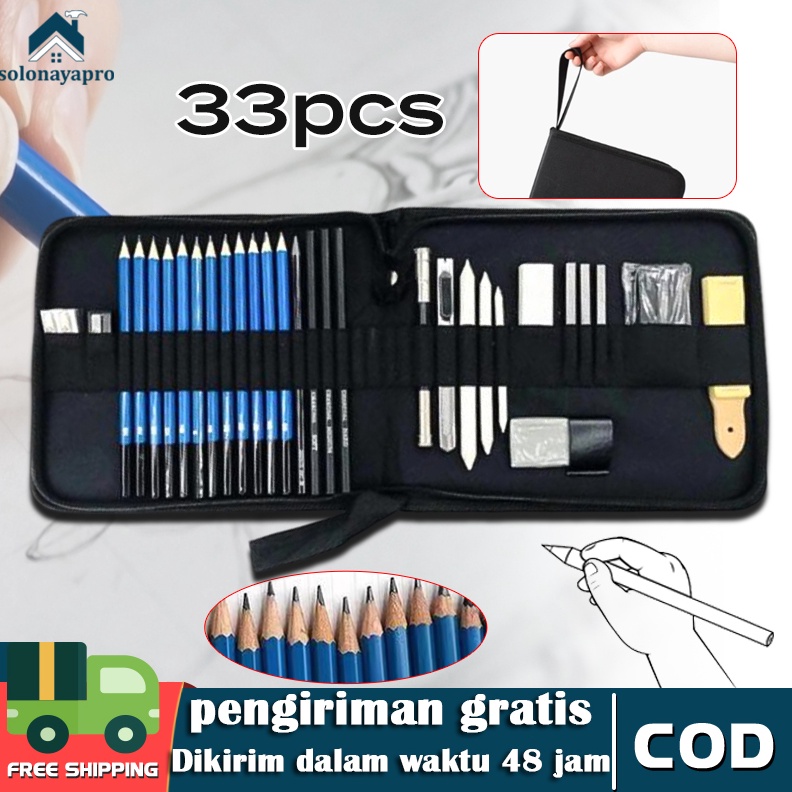 

KODE Y1R7 33PCSSet Sketch Pensil Pisau Penghapus dan Pensil Gambar untuk Keperluan Sekolah Pencil Drawing Set
