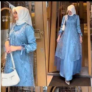 Amora gamis set outer cardi brukat terbaru
