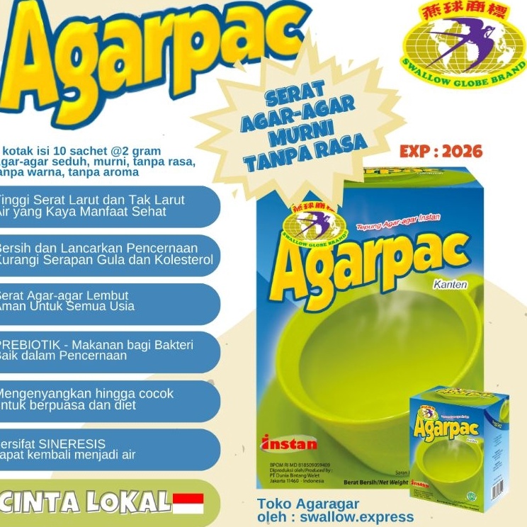 

Pesan aja AGARPAC 1 sachet Tepung Agaragar Campuran Minuman Diet Sehat