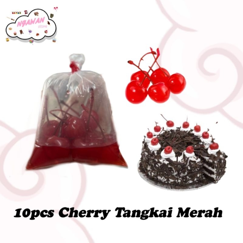

10pcs cherry tangkai merah - cherry tangkai - buah cherry
