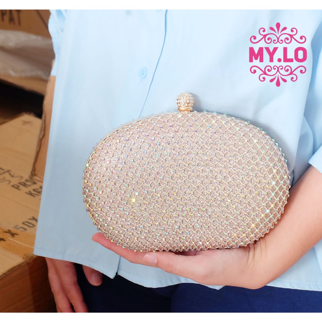 TAS PESTA BULAT - CLUTCH PESTA WEDDING IMPORT