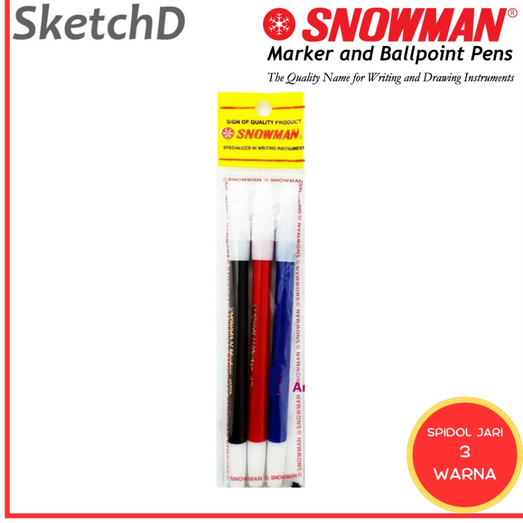 

Spidol Jari Kecil set 3 warna Snowman PW 3A Marker