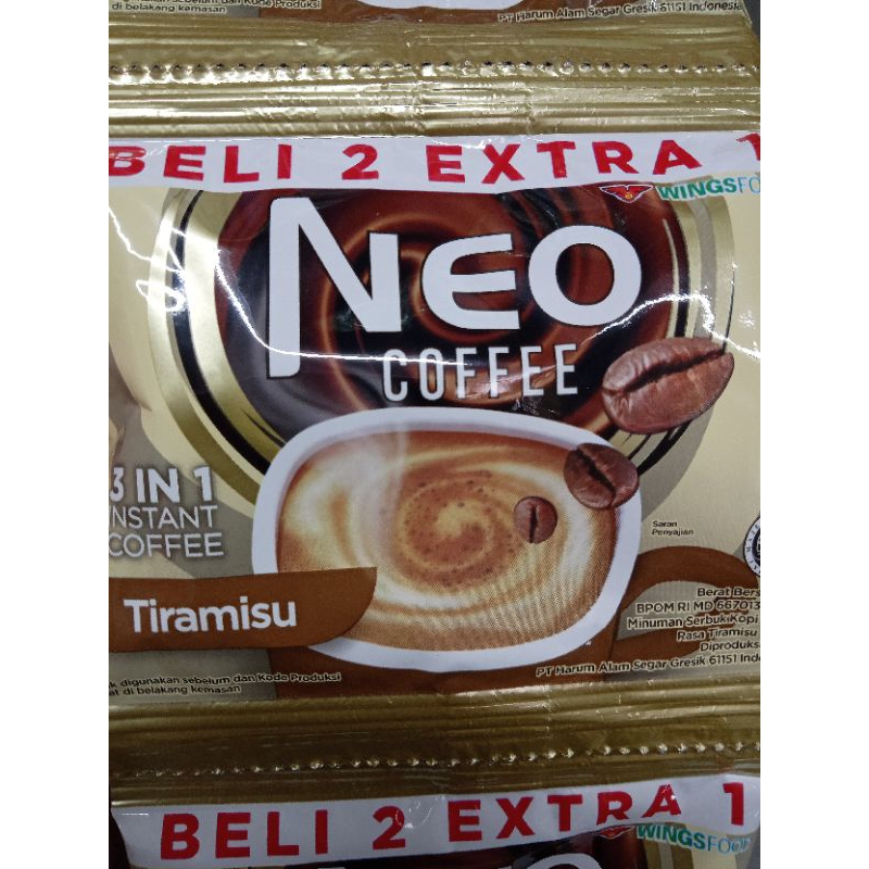 

Kopi susu neo rasa tiramisu per renceng isi 15 sachet