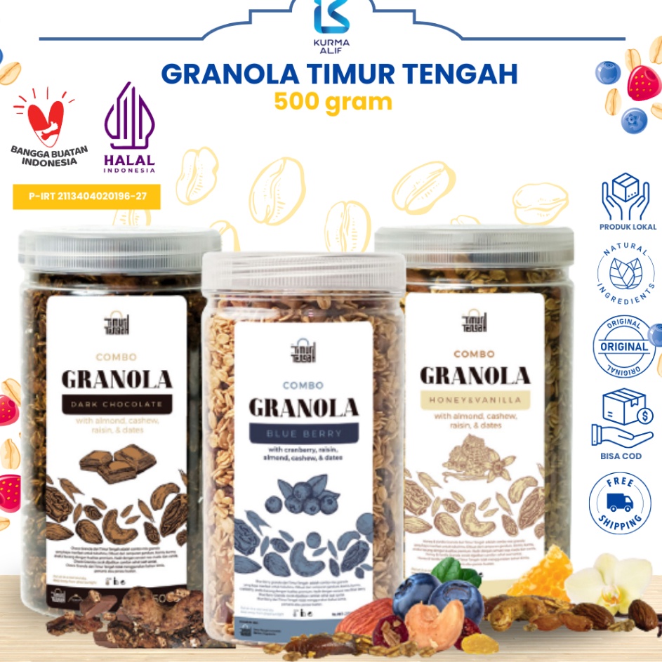 

Ready Granola Timur Tengah 5 gr Sereal Sarapan Sehat Oatmeal With Almond and Mete