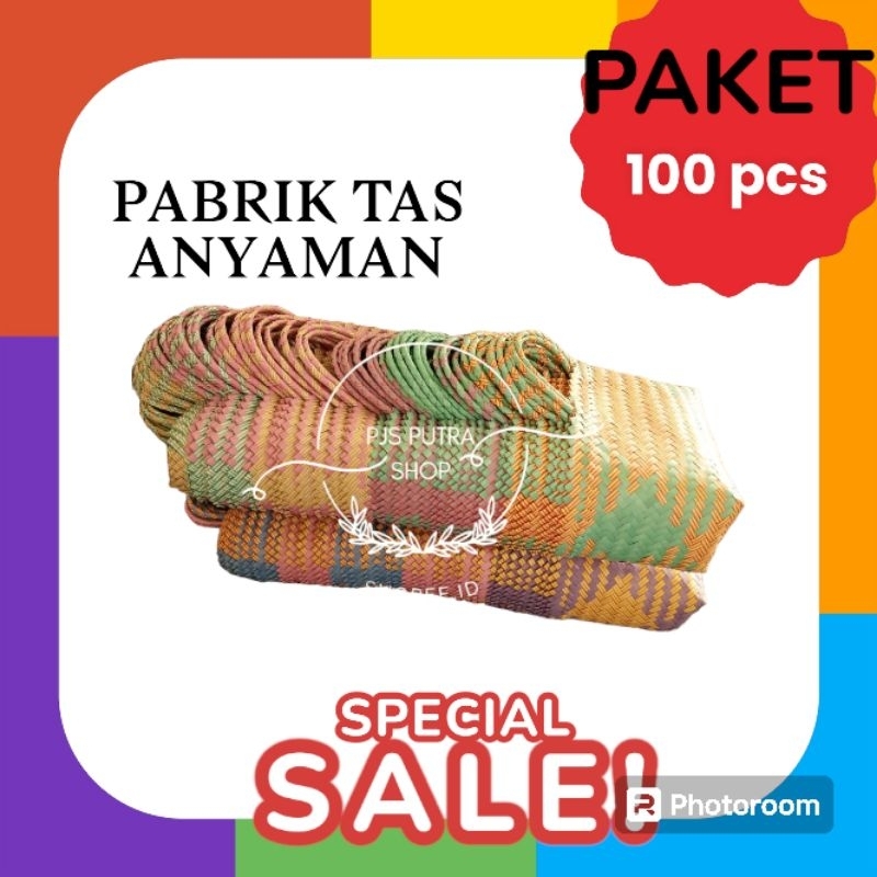 

Dapat Bonus 1pcs PAKET 100tas anyaman lurik M 27x12x24cm / tas hampers/ tas hajatan