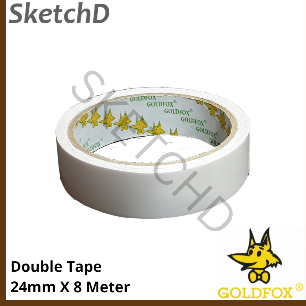 

Double side tape Gold fox 24 mm X 8 Meter Goldfox Perekat dua sisi 1 inci