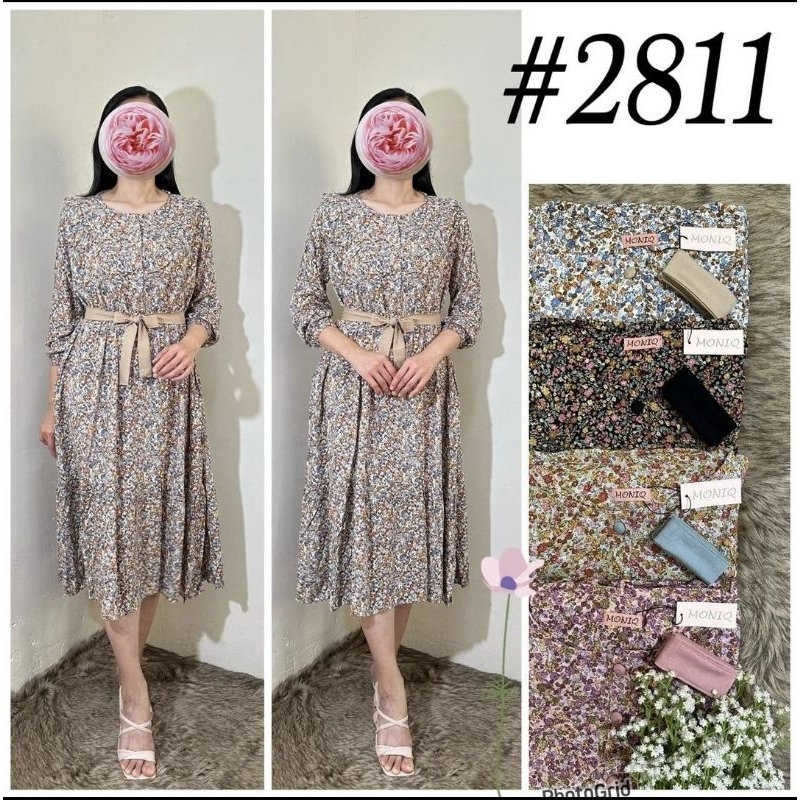 MIDI DRESS MONIQ CANTIK TERBARU BEST SELLER
