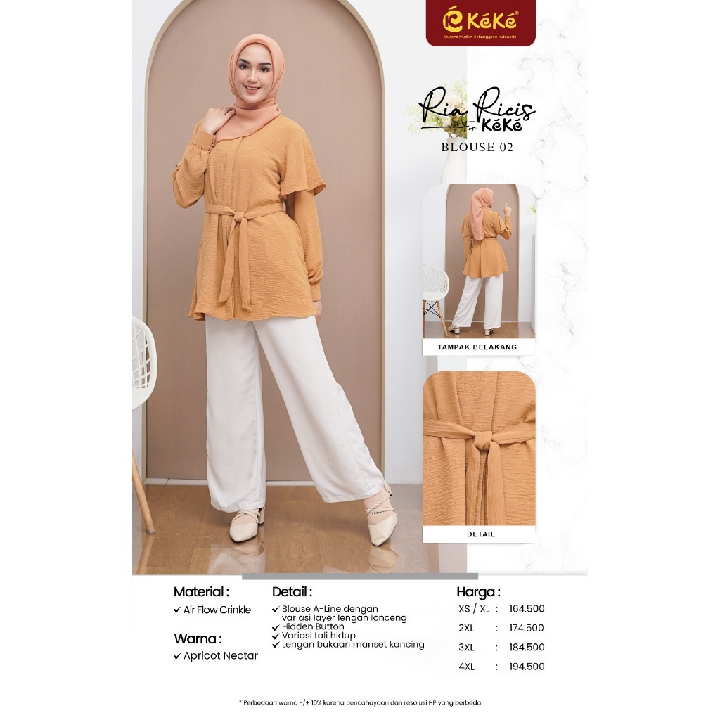 RICIS BLOUSE 02 | BLOUSE KEKE TERBARU 2024 | ATASAN TERBARU KEKE SIMPLE | TERMURAH | TERLARIS