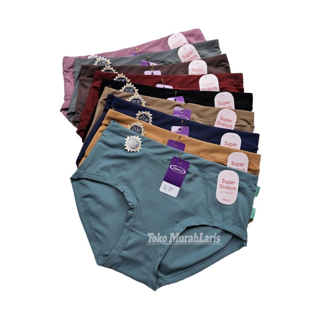 Cd Wanita Lusinan Sorex 1259 Super Stretch | Celana Dalam Wanita Bahan Licin Motif Garis Salur