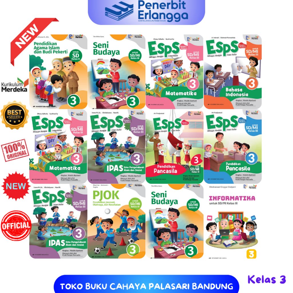 BUKU ERLANGGA KURIKULUM MERDEKA KELAS 3 SD AGAMA ISLAM ESPS MATEMATIKA IPAS BAHASA INDONESIA PANCASI
