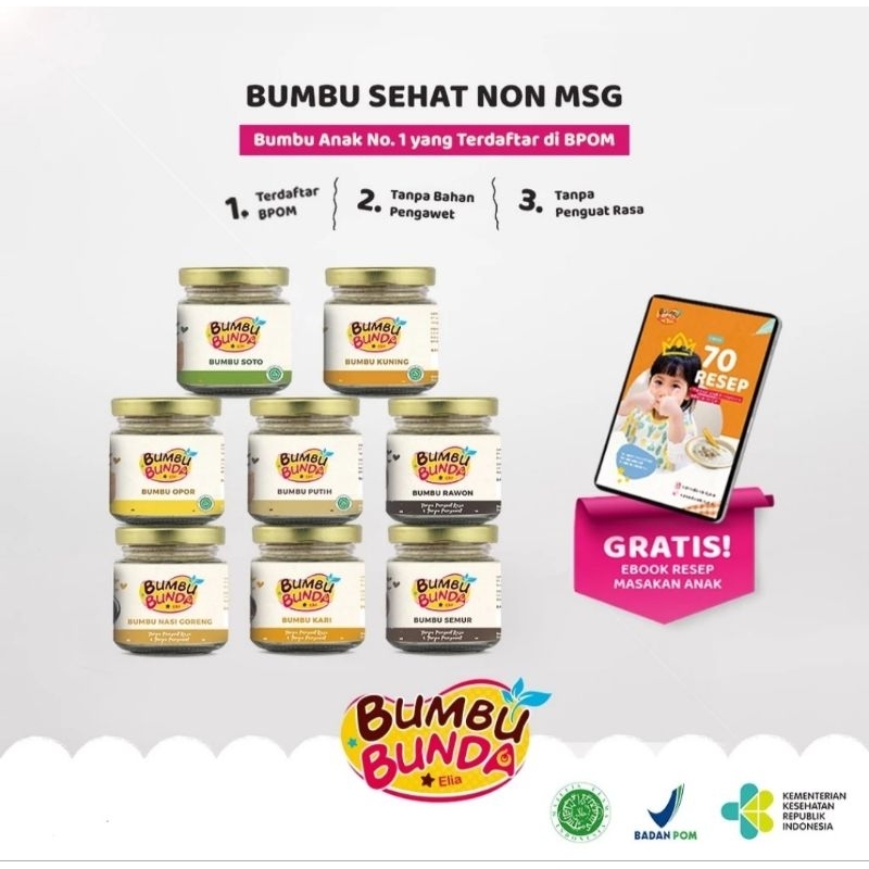 

Bumbu Bunda Elia BPOM Bumbu Non MSG / Bumbu MPASI / Kaldu MPASI / Kaldu Bayi