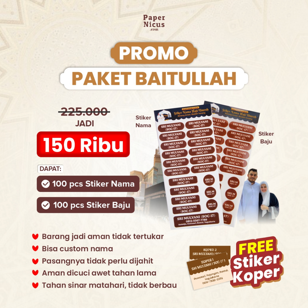 

Stiker Nama Label Baju Umrah Haji Custom Label Stiker Umroh