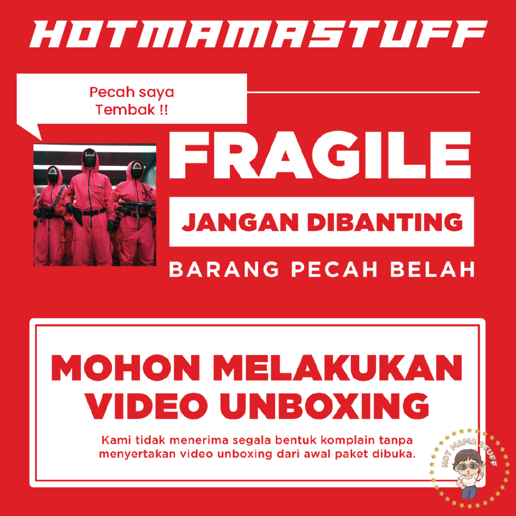 

Squid Game Edition // Sticker Fragile Murah // Custom Nama // Label Pengiriman Awas Pecah