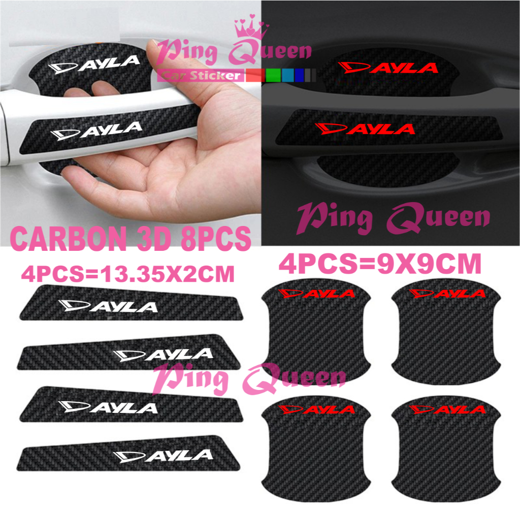 8PCS STICKER HANDLE MOBIL AYLA STICKER PELINDUNG HANDLE GAGANG PINTU MOBIL DAIHATSU AYLA