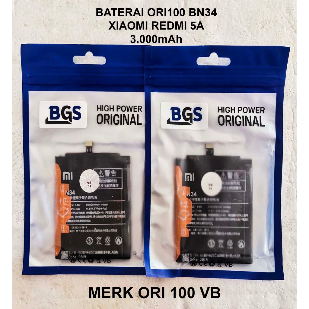 Baterai Xiaomi Redmi 5A BN34 Original 100